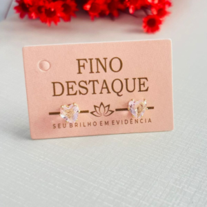 Brinco Coração Mini Rosê Banhado a Ouro 18K
